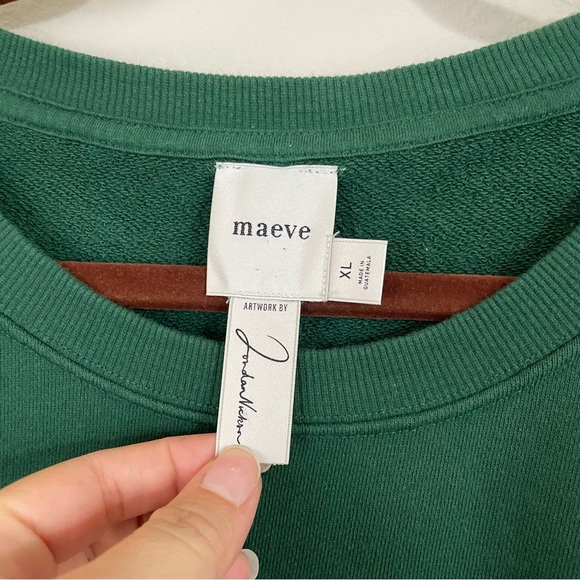 Anthropologie Maeve x Jordan Nickson Green Happy Hour Sweatshirt Size XL - Picture 4 of 10